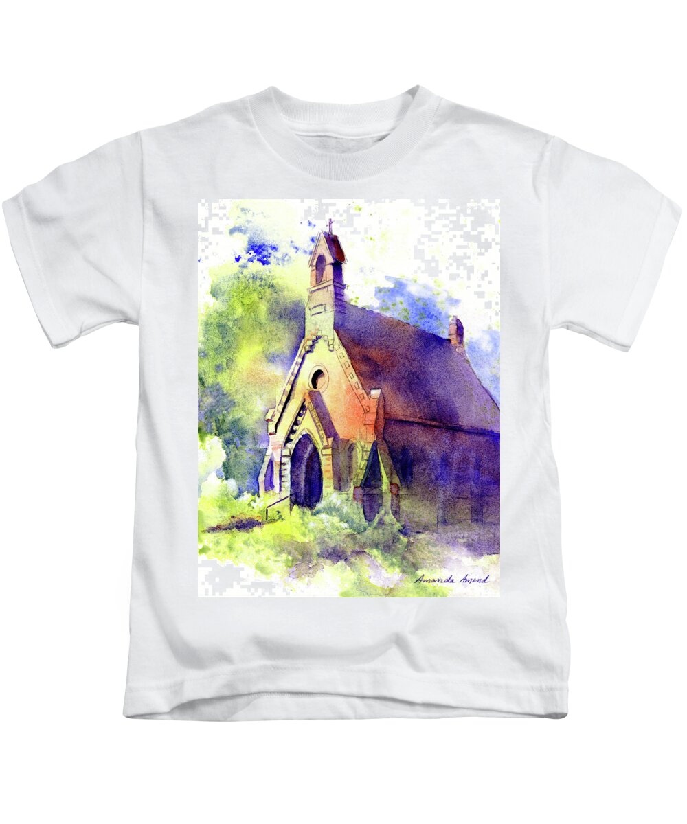 Chapel Kids T-Shirt featuring the painting Louisa Howard Chapel by Amanda Amend