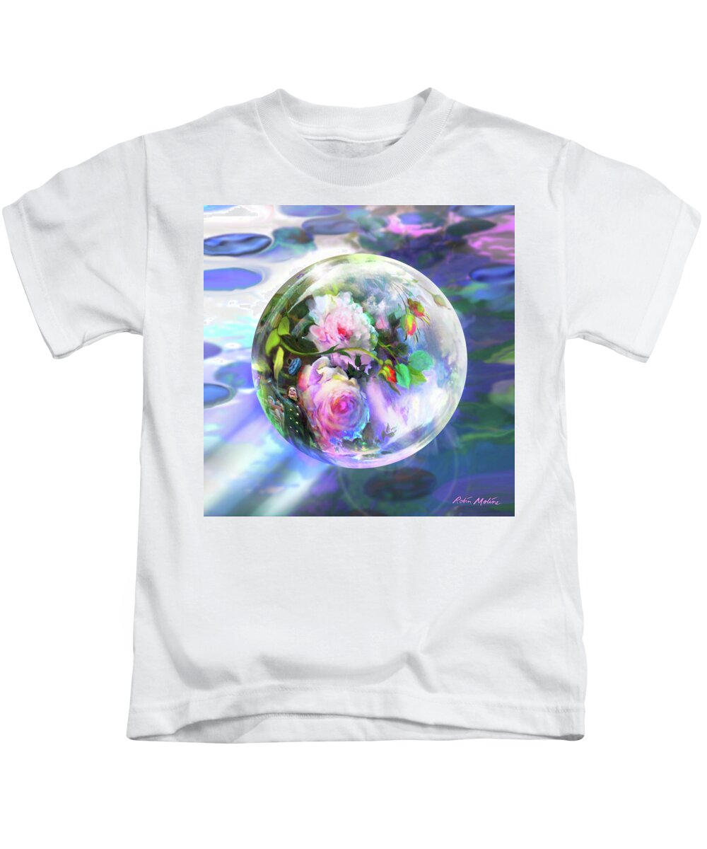 Roses Kids T-Shirt featuring the digital art Love is all Around by Robin Moline