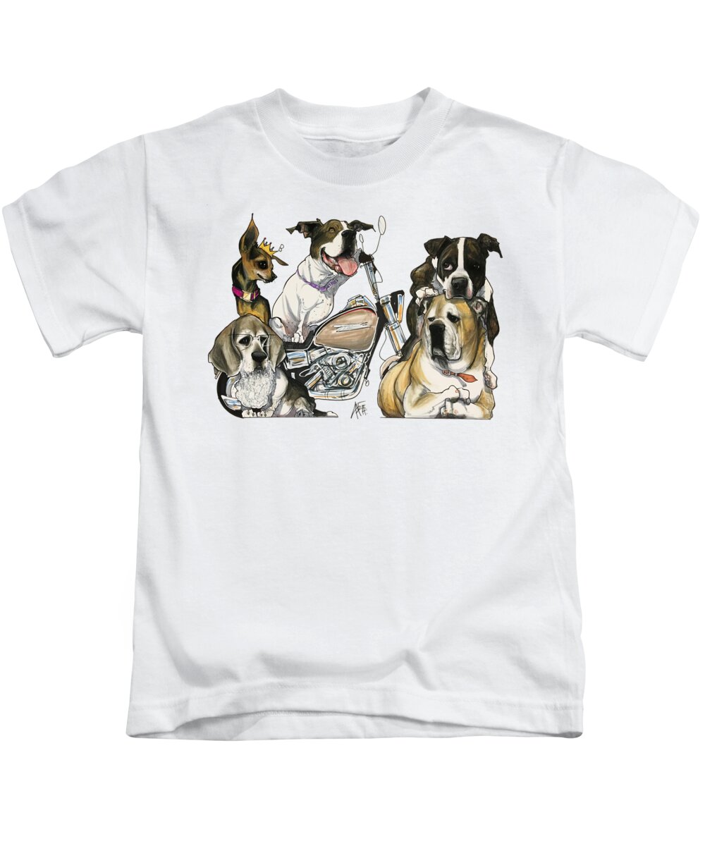 Pet Portrait Kids T-Shirt featuring the drawing Lynn 7-1469 by Canine Caricatures By John LaFree