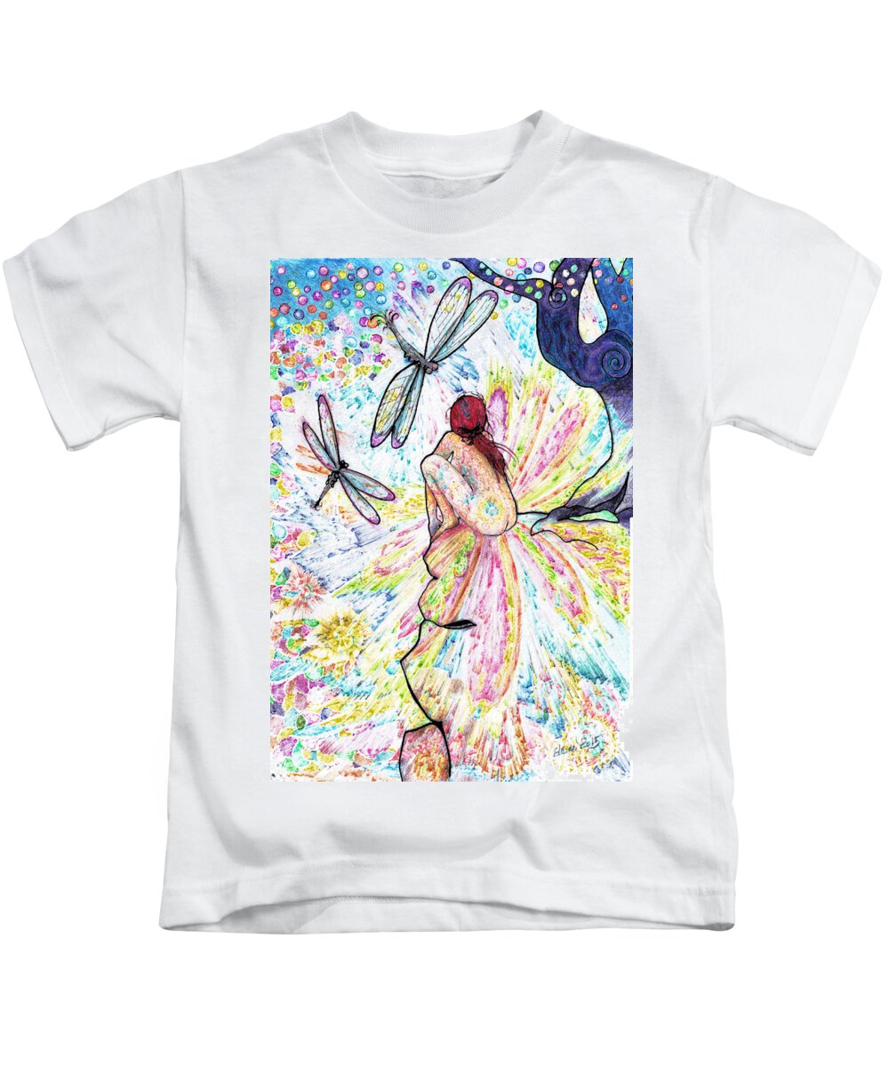 Kids Room Kids T-Shirt featuring the drawing Magical Moment by Elaine Berger