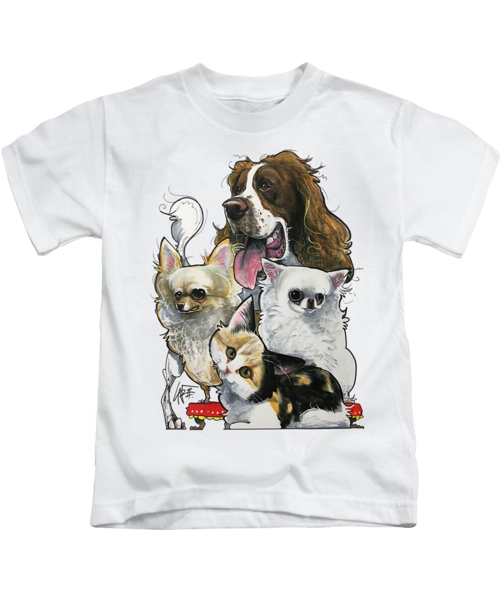Cat Kids T-Shirt featuring the drawing Mair 3926 by Canine Caricatures By John LaFree