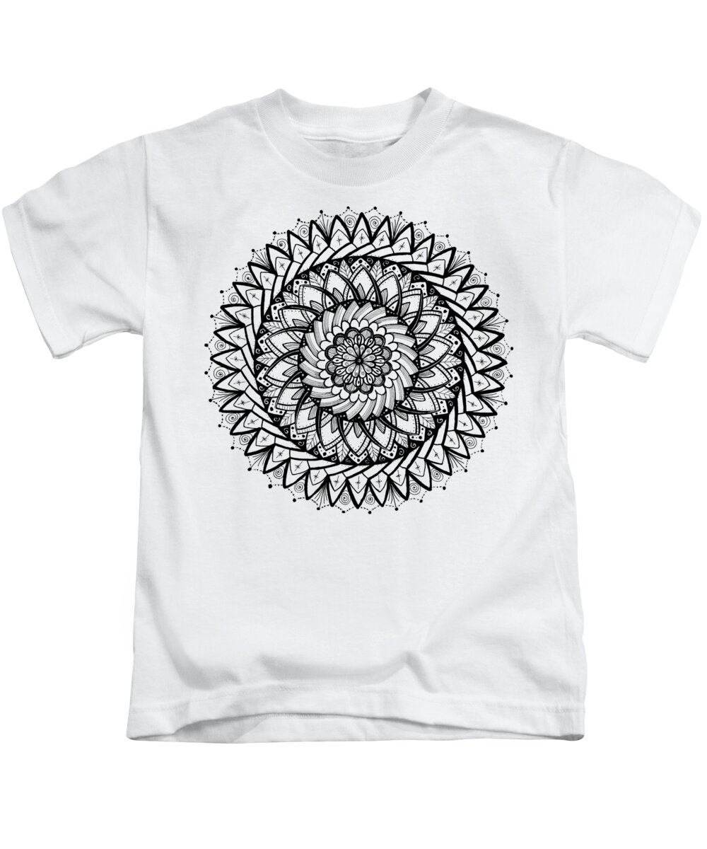 Mandala Kids T-Shirt featuring the drawing Mandala #14 by Eseret Art