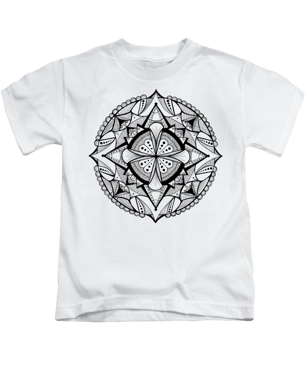 Mandala Kids T-Shirt featuring the drawing Mandala #18 by Eseret Art