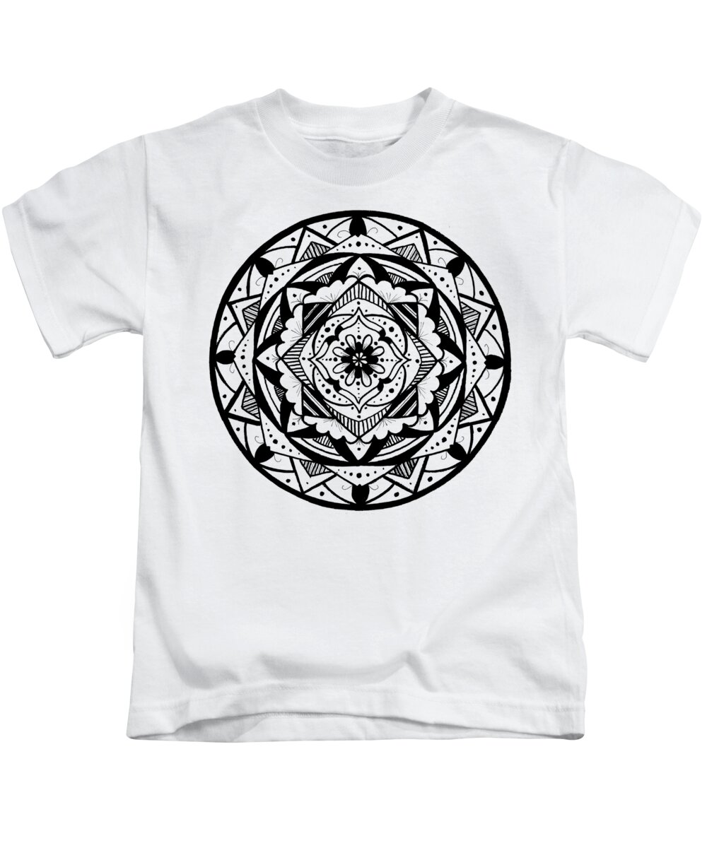 Mandala Kids T-Shirt featuring the drawing Mandala #3 - Lacy Layers by Eseret Art