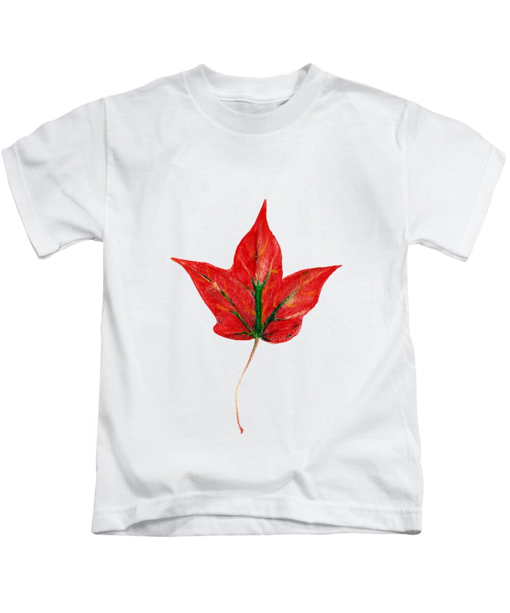Maple Kids T-Shirt featuring the painting Maple Leaf by Anastasiya Malakhova