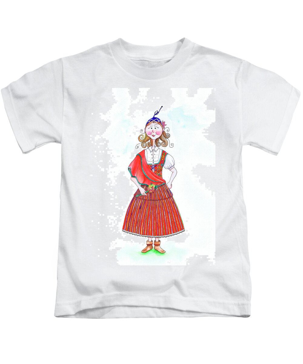 Portugal Kids T-Shirt featuring the painting Maria da Madeira by Isabel Salvador