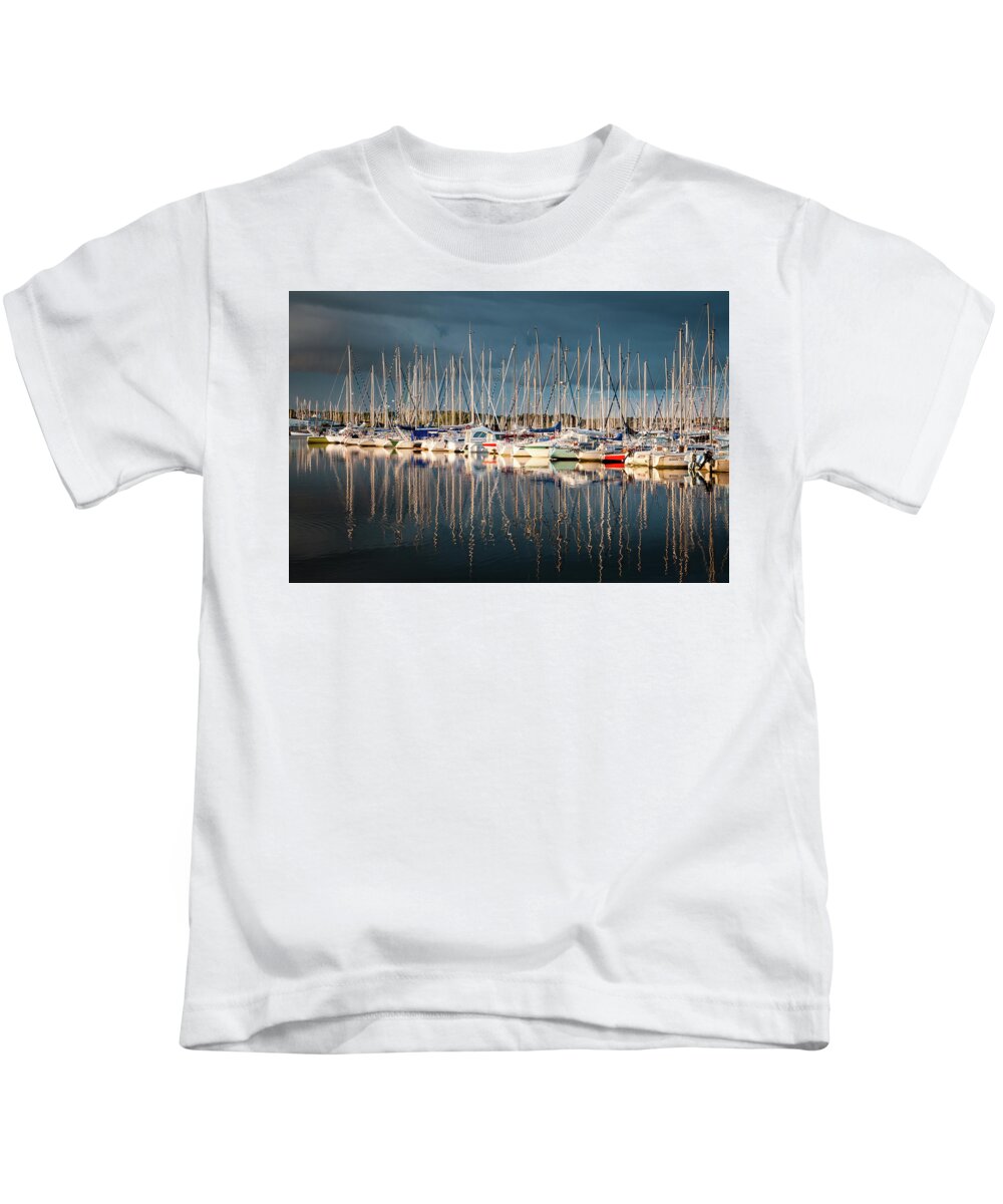 Boat Kids T-Shirt featuring the photograph Marina Sunset 4 by Geoff Smith