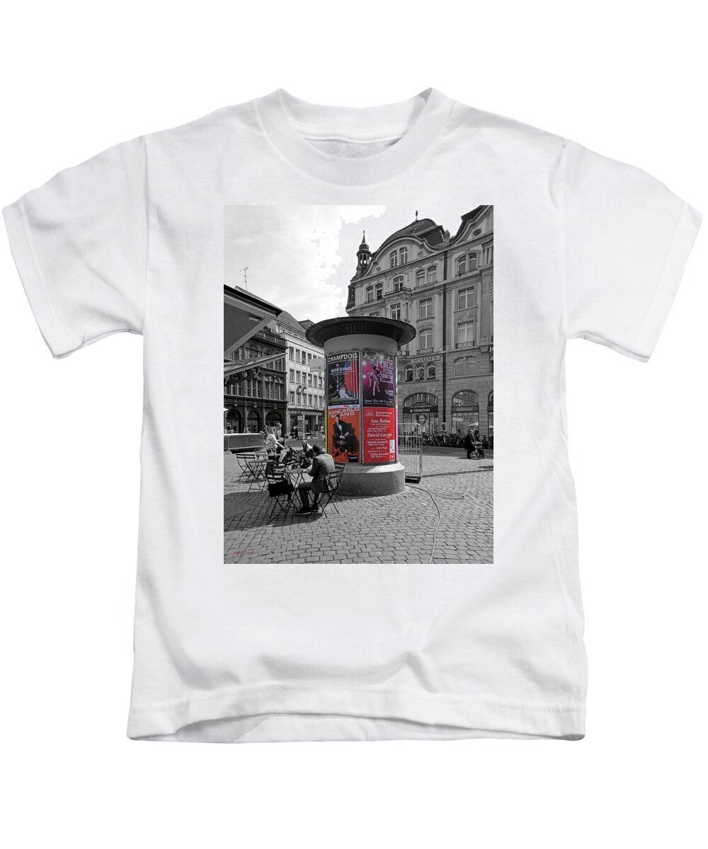 Marktplatz Advertiser Kids T-Shirt featuring the photograph Marktplatz Advertiser by Martine Murphy
