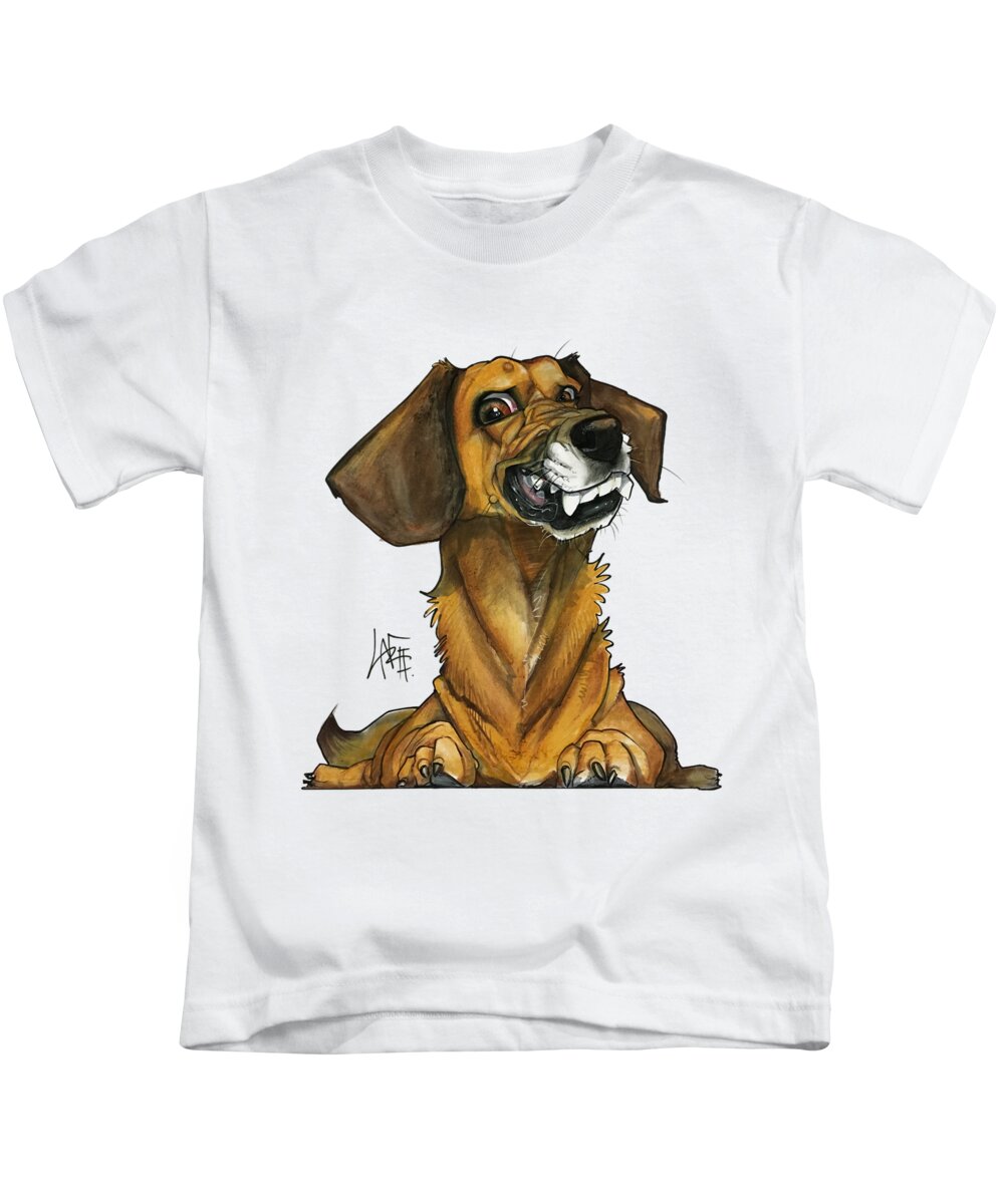 Dog Portrait Kids T-Shirt featuring the drawing Marshall 3178 by Canine Caricatures By John LaFree