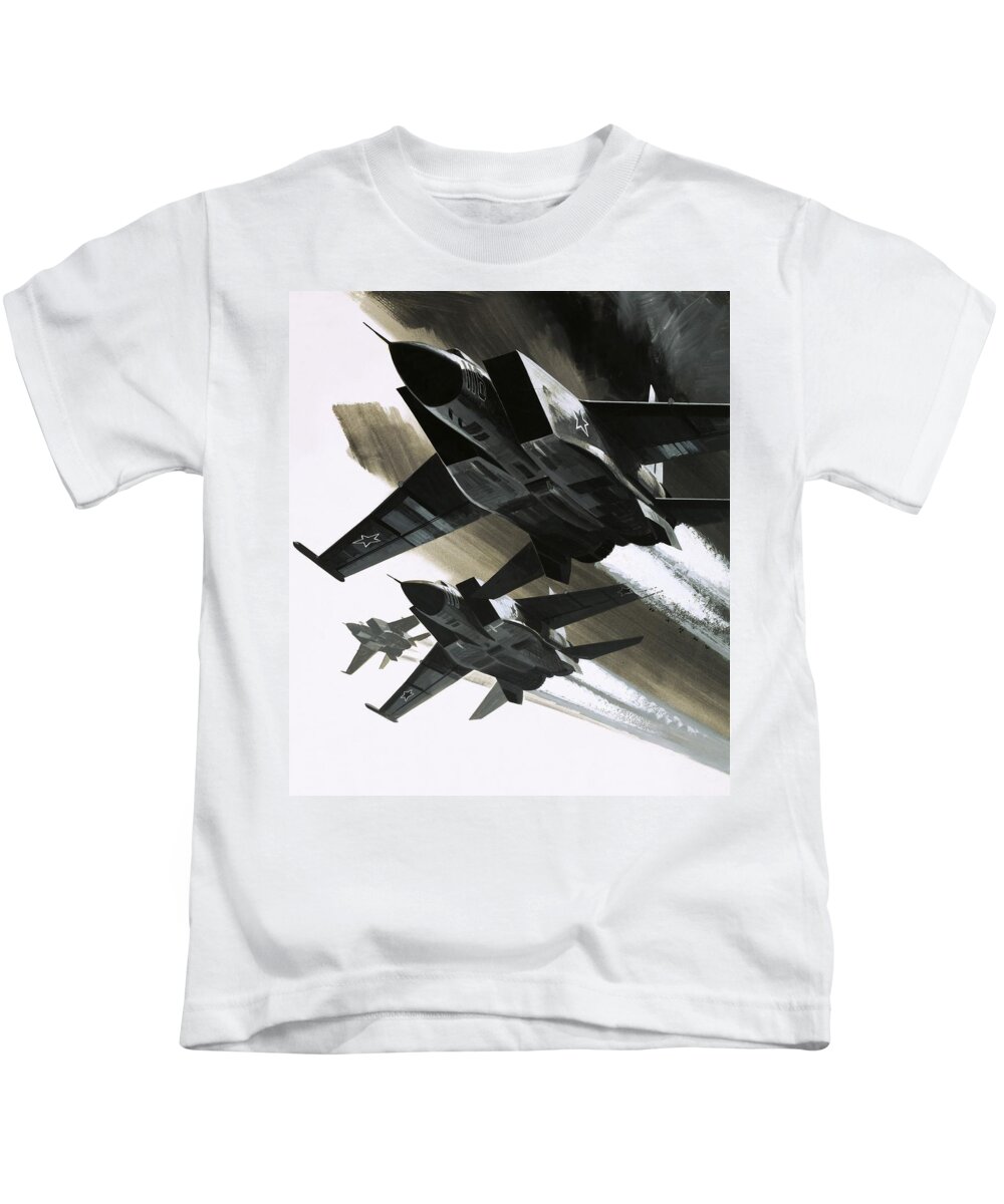 Douglas Kids T-Shirt featuring the painting McDonnell Douglas F15 Eagle jet fighter by Wilf Hardy