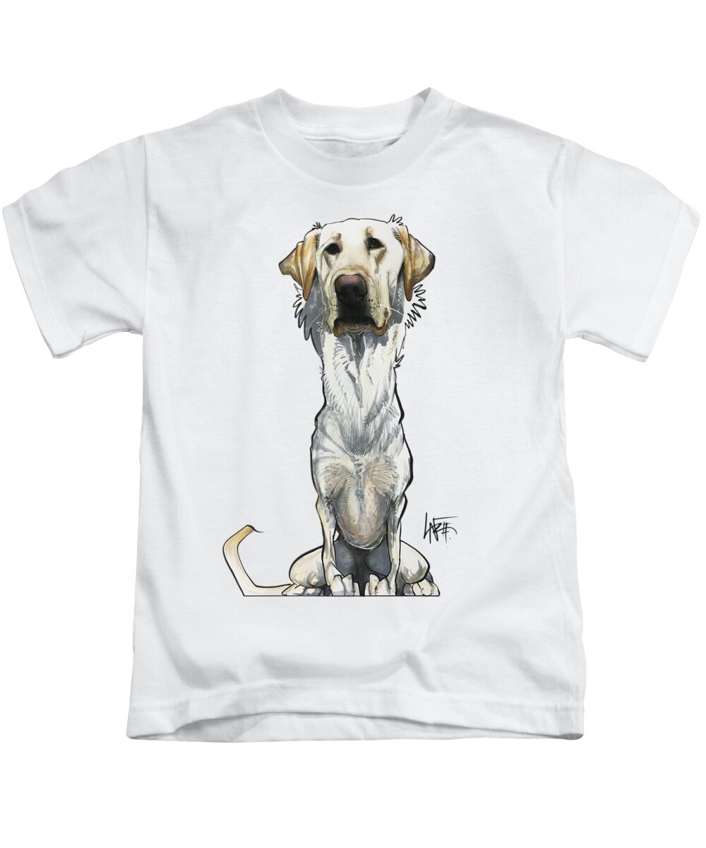 Yellow Lab Kids T-Shirt featuring the drawing McGowan 3471 by Canine Caricatures By John LaFree