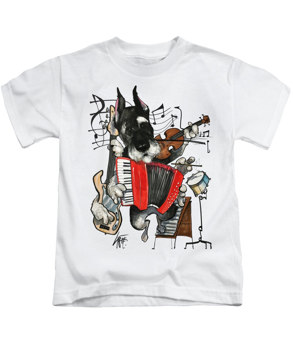 Schnauzer Kids T-Shirt featuring the drawing McKibbin 18-1010 ASHER by John LaFree