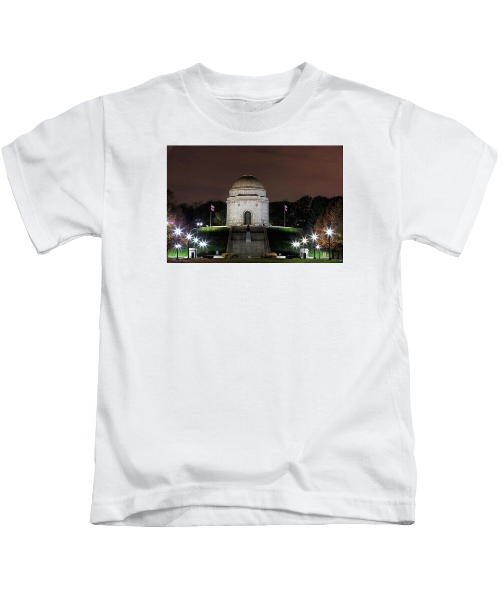 Mckinley Monument Kids T-Shirt featuring the photograph McKinley Monument at Night by Deborah Penland