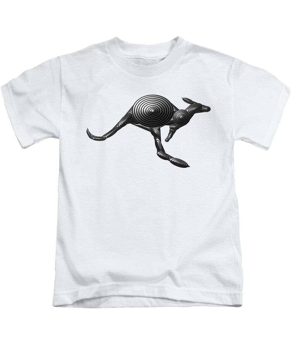 Kangaroo Kids T-Shirt featuring the digital art Metal Kangaroo by Chris Butler