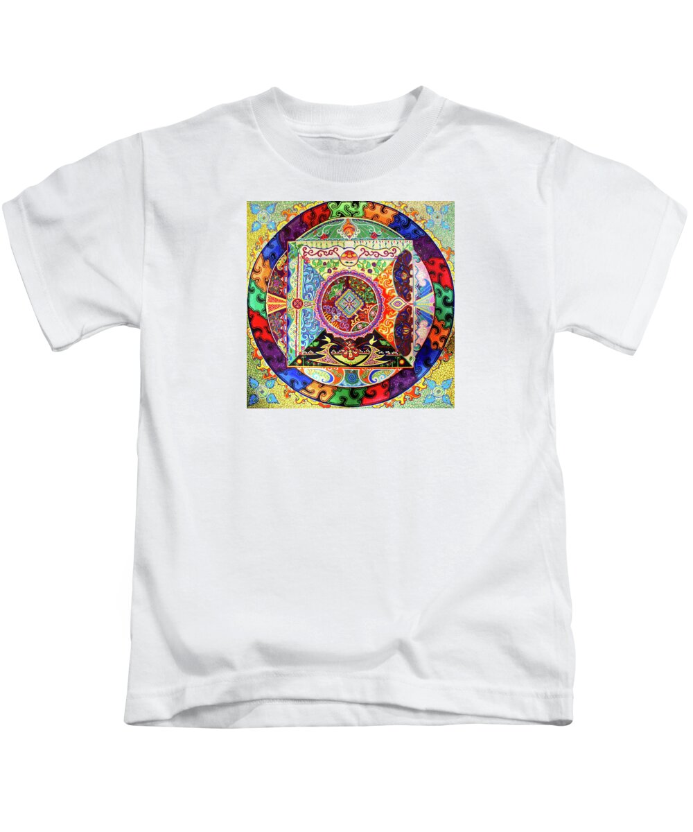 Review Journal Kids T-Shirt featuring the mixed media Milarepa Marpa by Dar Freeland