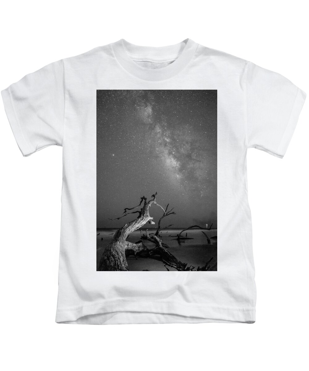 Milky Way Kids T-Shirt featuring the photograph Milky Way in Monochrome by Ray Silva