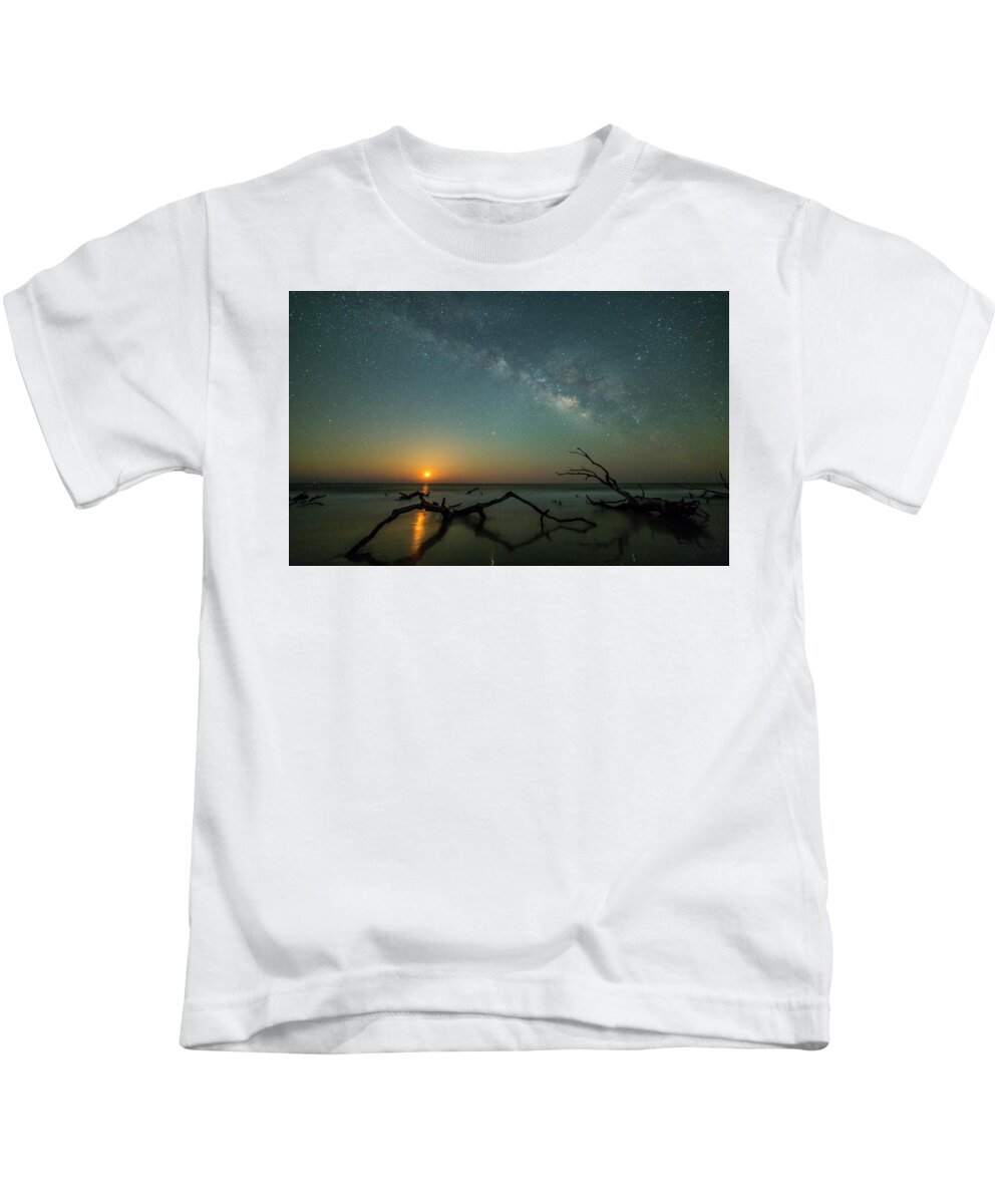 Milky Way Kids T-Shirt featuring the photograph Milky Way over the Moonrise by Ray Silva