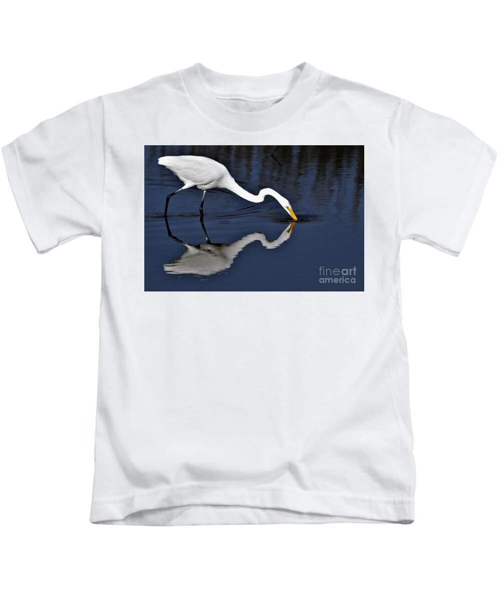 Great White Egret Kids T-Shirt featuring the photograph Mirror Image by Julie Adair