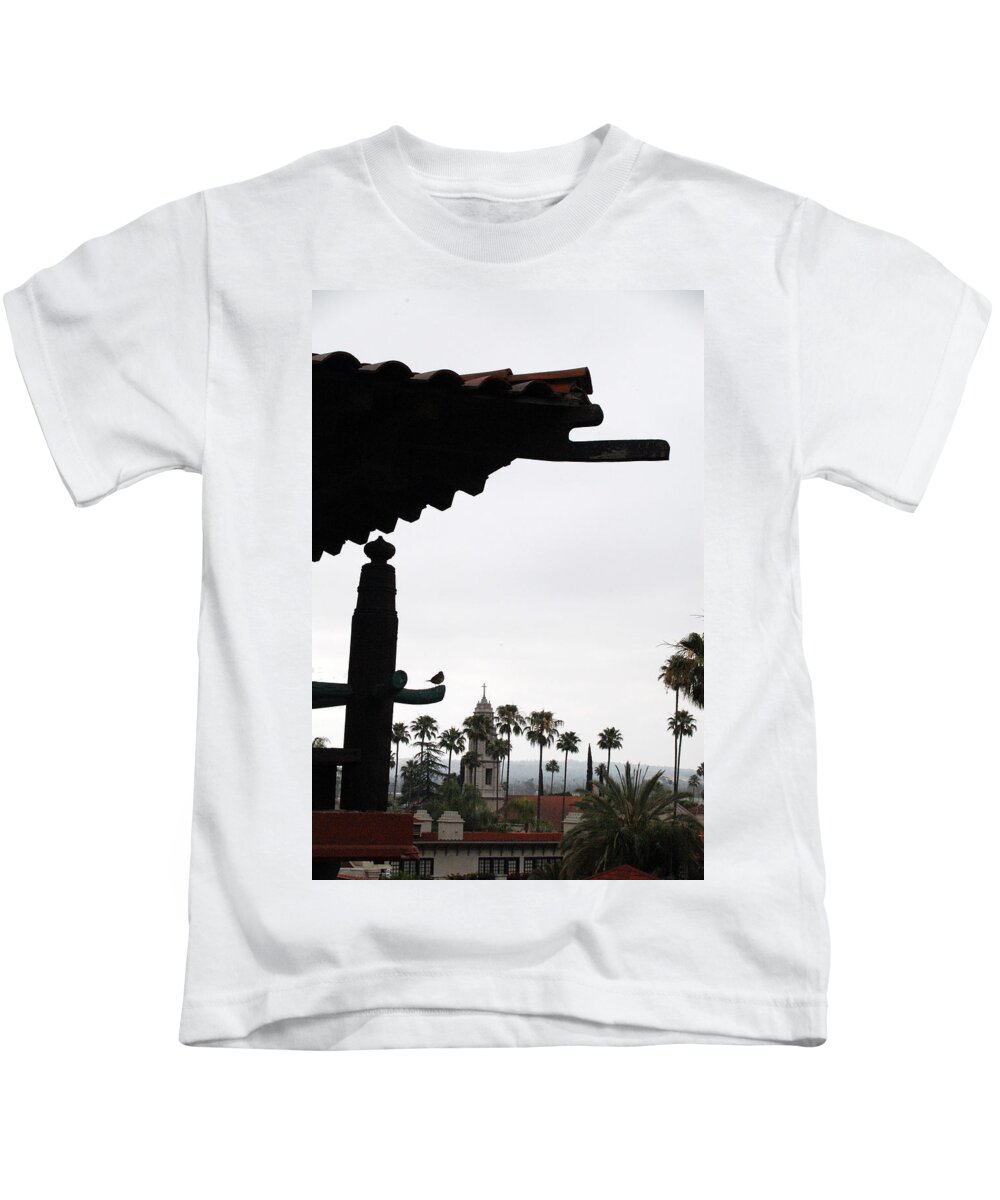 Mission Inn Kids T-Shirt featuring the photograph Mission Inn Silouhette by Amy Fose