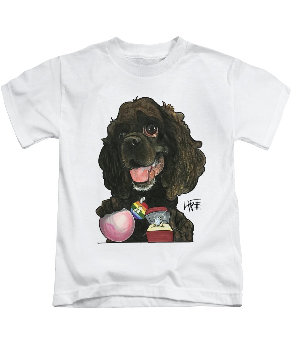 Pet Portrait Kids T-Shirt featuring the drawing Molina 3397 by Canine Caricatures By John LaFree