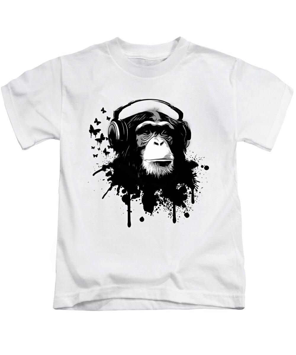Ape Kids T-Shirt featuring the digital art Monkey Business by Nicklas Gustafsson