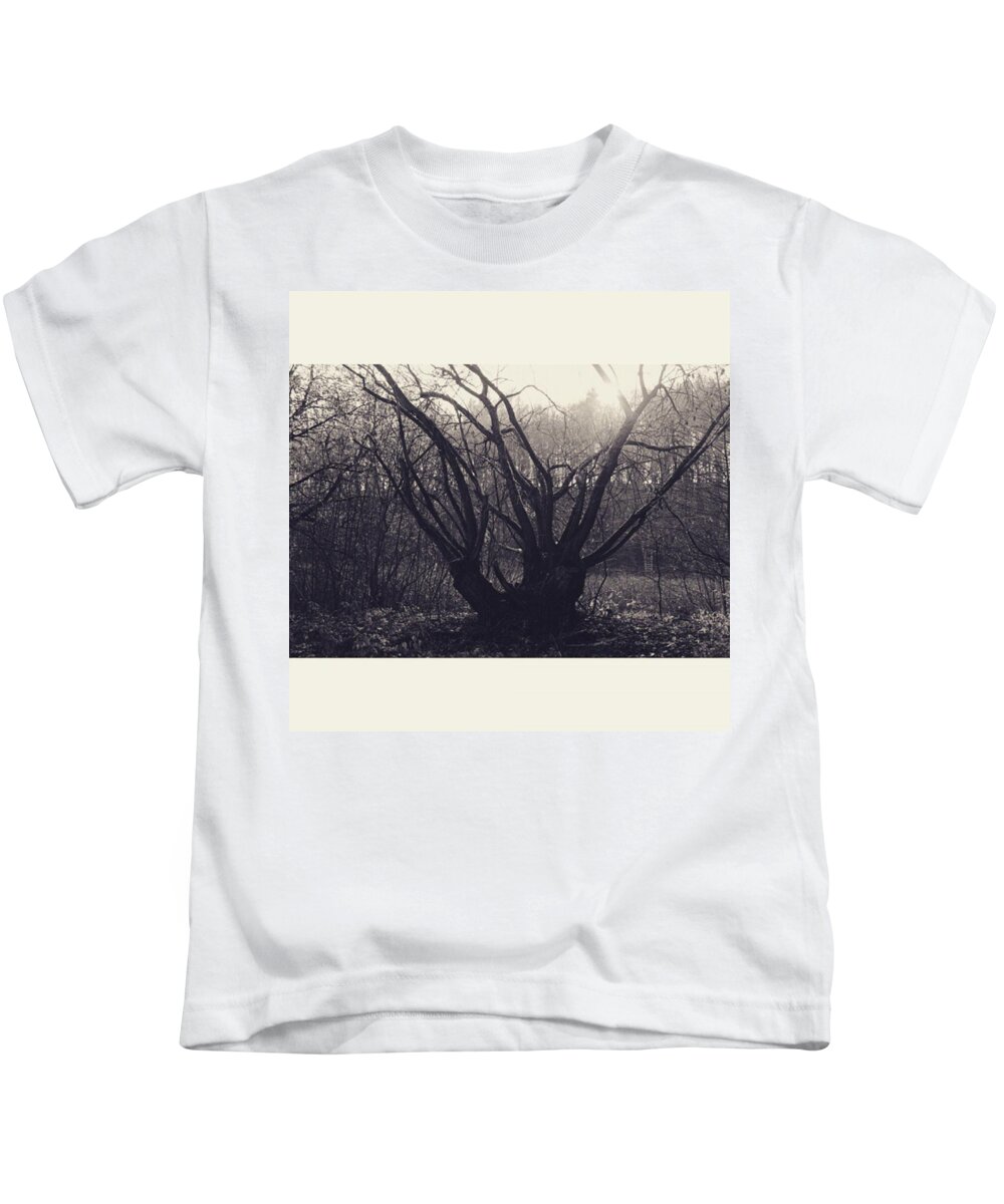 Monochrome Kids T-Shirt featuring the photograph #monochrome #canon #tree #blackandwhite by Mandy Tabatt