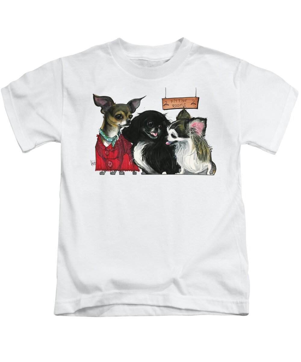 Pet Portrait Kids T-Shirt featuring the drawing Morgan 3014 by John LaFree