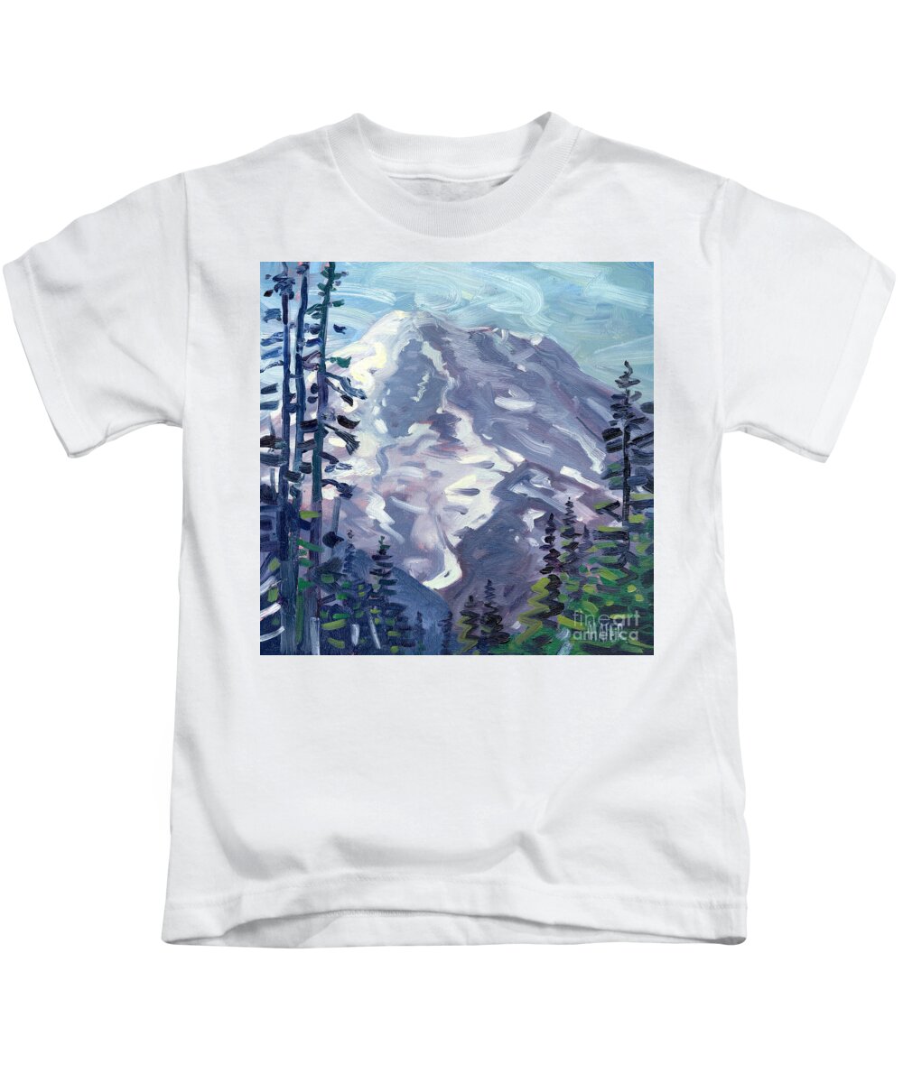 Mt. Rainier Kids T-Shirt featuring the painting Mount Rainier from Sunrise Point by Donald Maier