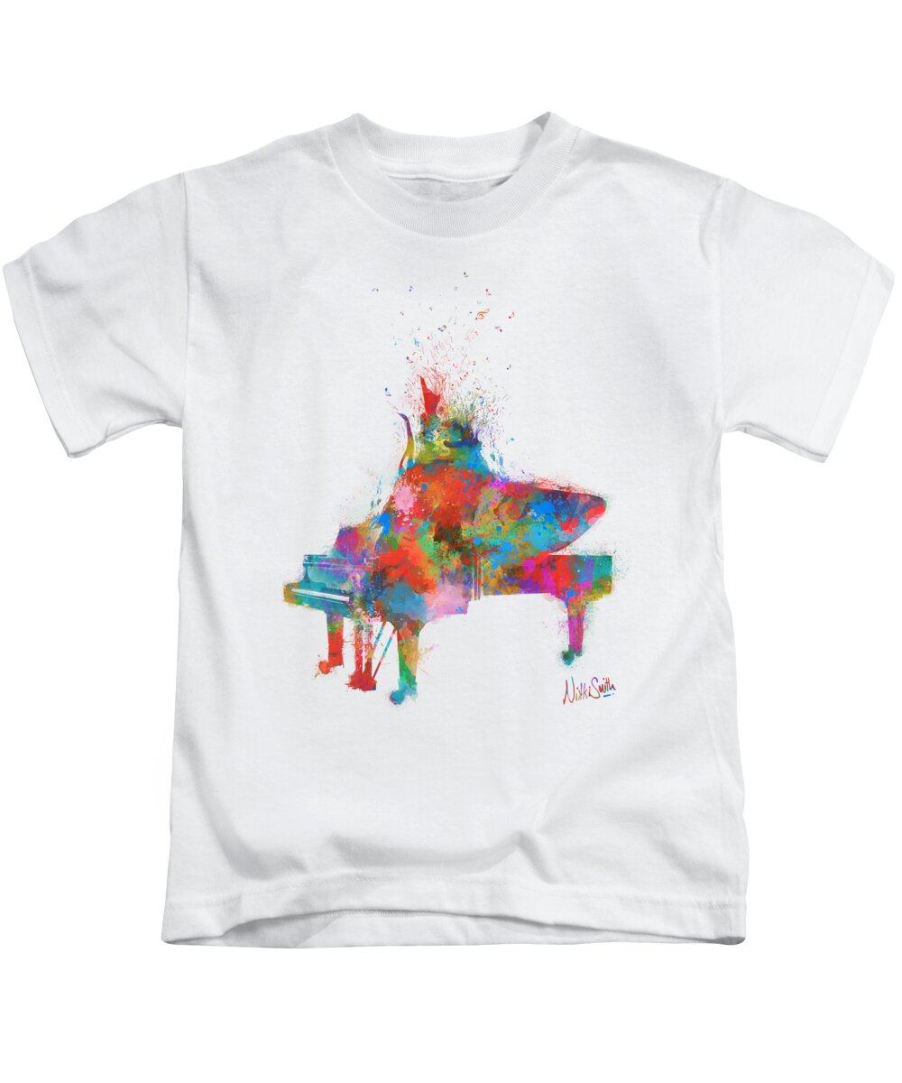 Piano Kids T-Shirt featuring the digital art Music Strikes Fire from the Heart by Nikki Marie Smith