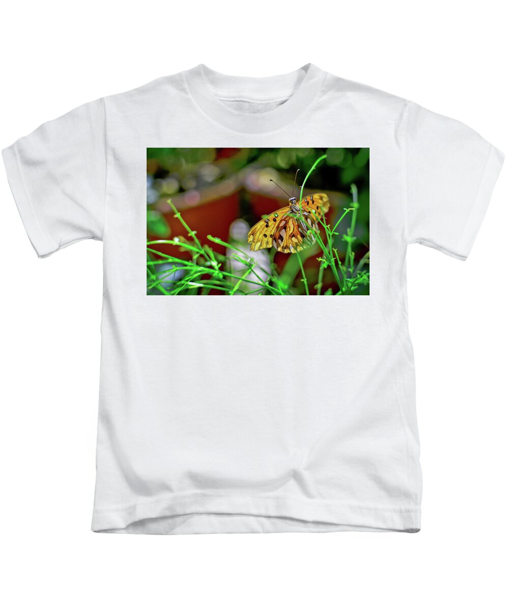 Abstract Kids T-Shirt featuring the photograph Nature - Butterfly and Plants by Carlos Alkmin