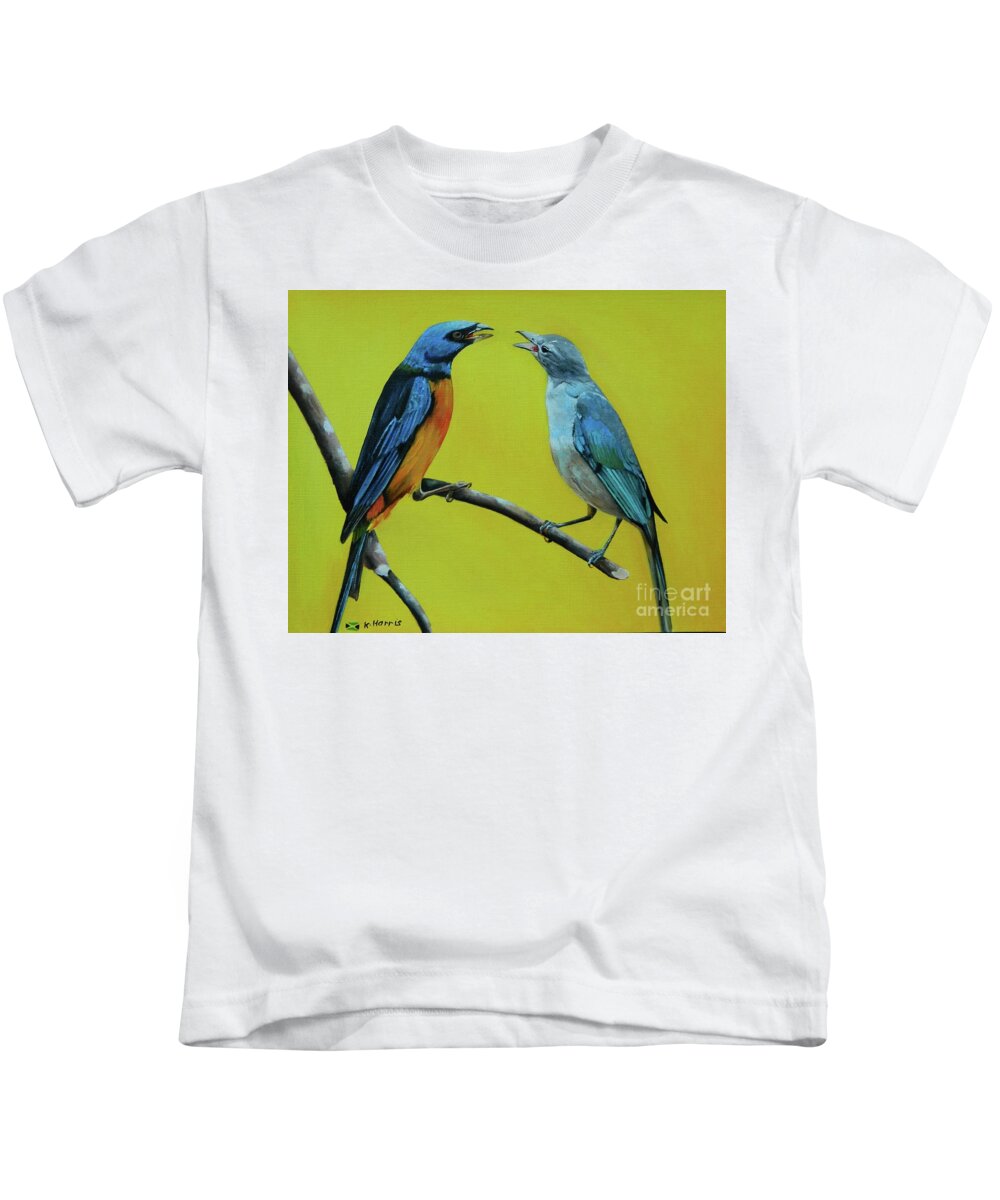 Nature Art Kids T-Shirt featuring the painting Nature's Duet by Kenneth Harris