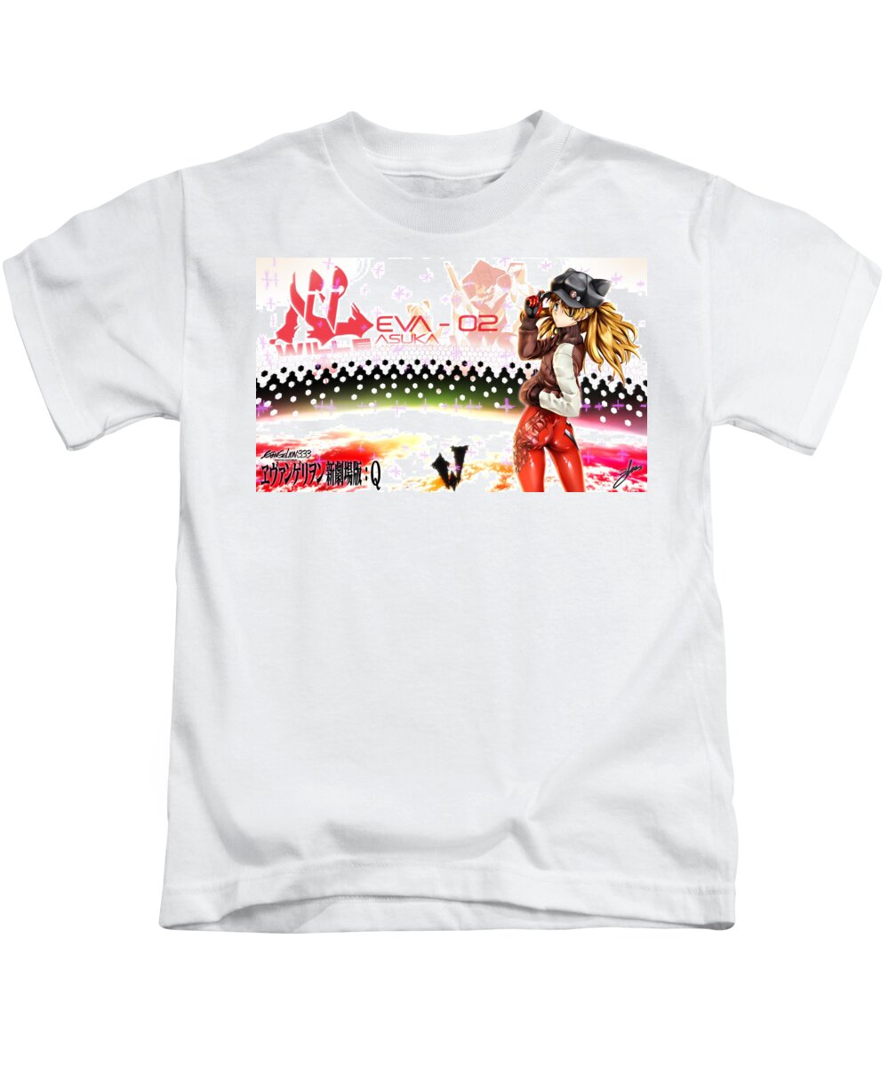 Neon Genesis Evangelion Kids T-Shirt featuring the digital art Neon Genesis Evangelion by Maye Loeser
