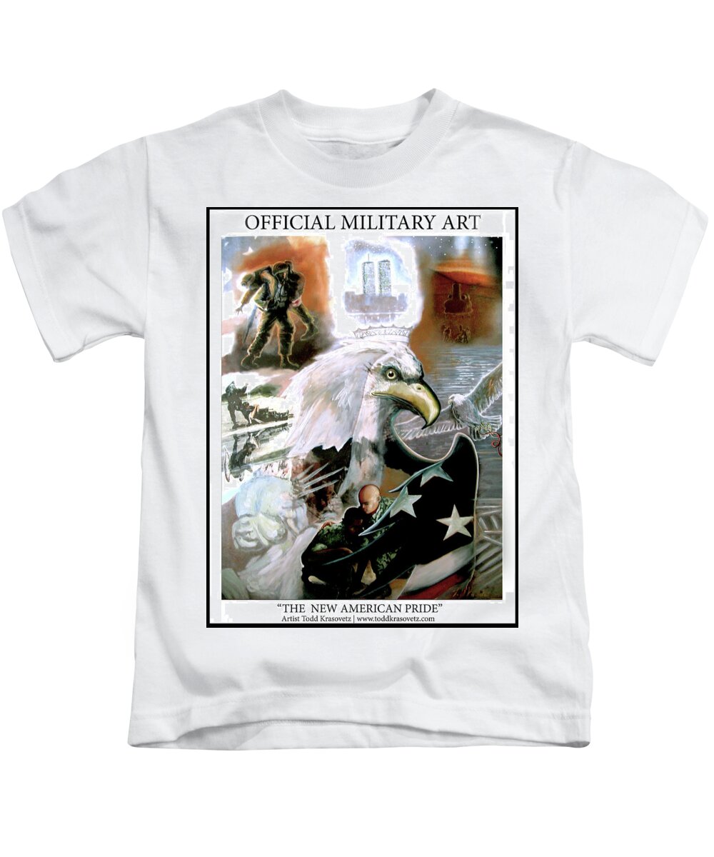 911 Kids T-Shirt featuring the painting New American Pride by Todd Krasovetz