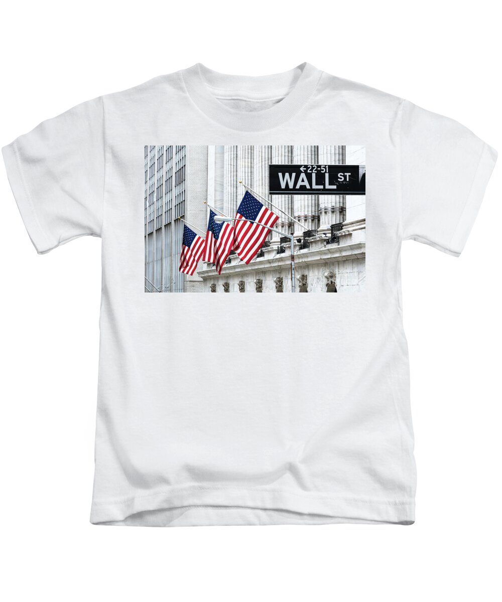 Wall Street Kids T-Shirt featuring the photograph New York Stock Exchange, Wall street, New York, USA by Matteo Colombo