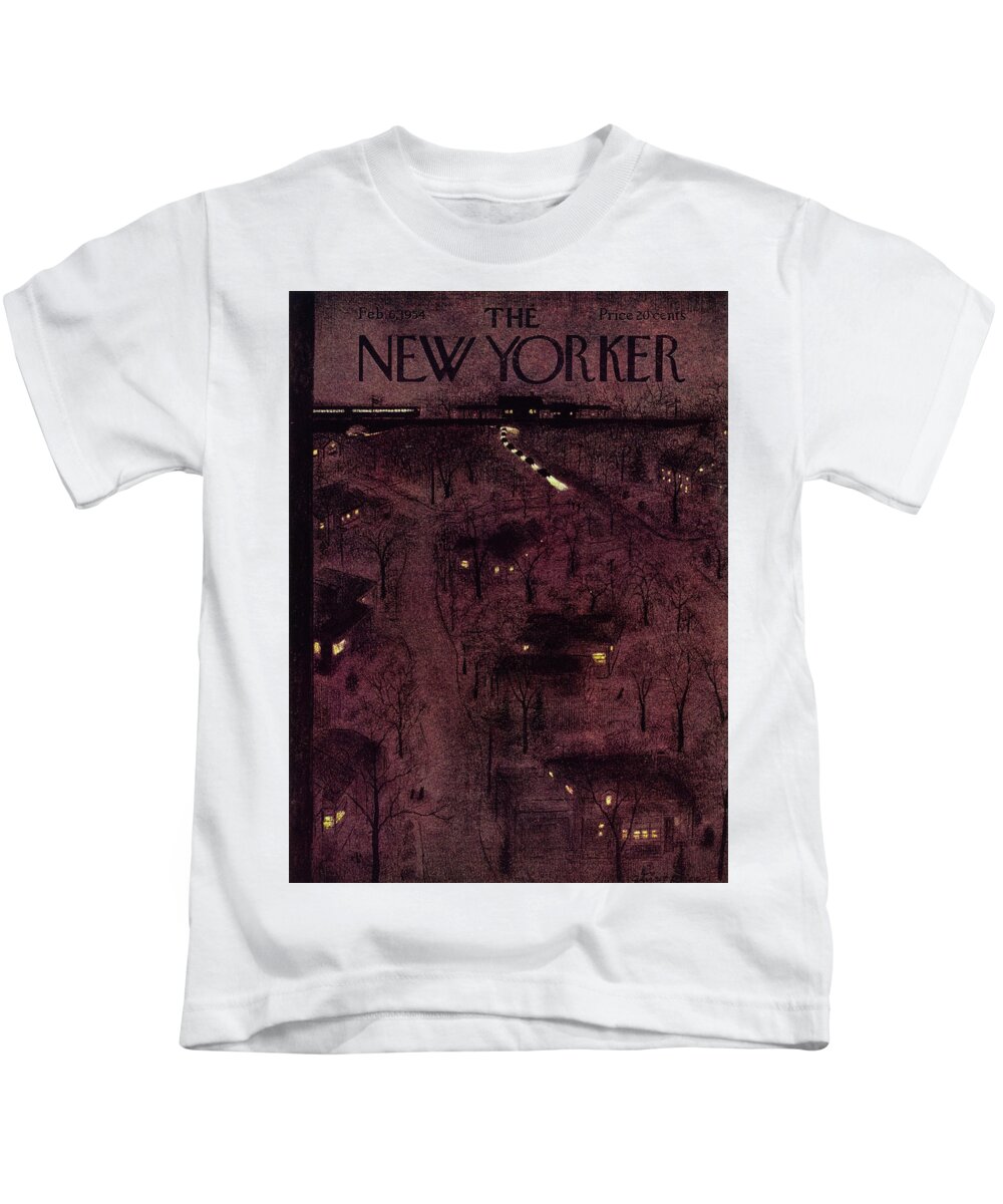 Overhead Kids T-Shirt featuring the painting New Yorker February 6 1954 by Garrett Price