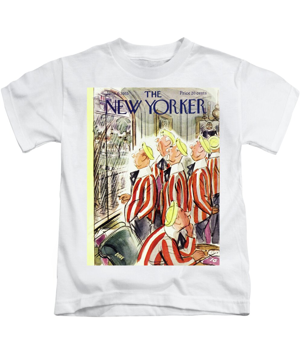 Reunion Kids T-Shirt featuring the painting New Yorker June 6 1953 by Leonard Dove