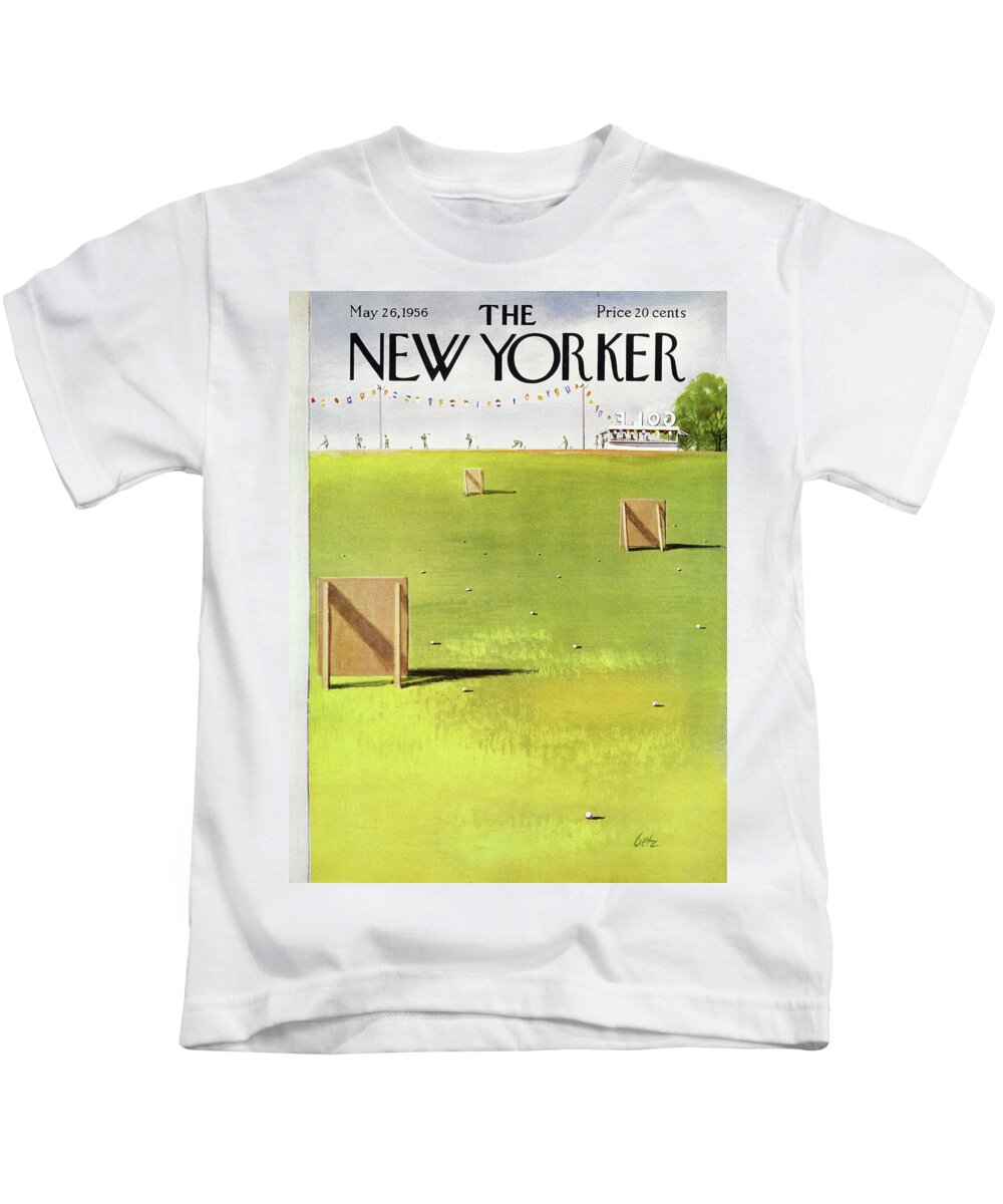 Golf Kids T-Shirt featuring the painting New Yorker May 26 1956 by Arthur Getz