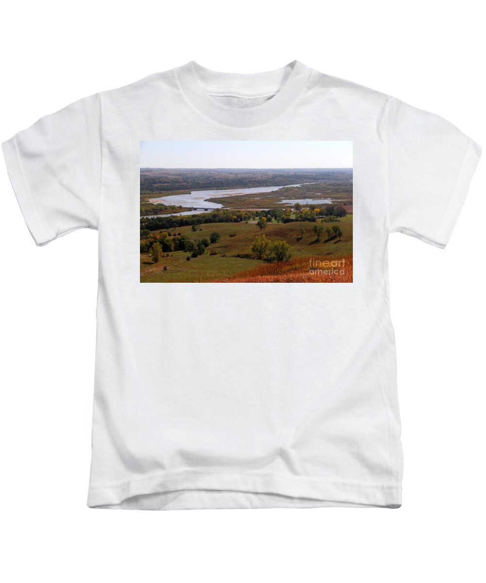 Niobrara Kids T-Shirt featuring the photograph Niobrara River in Fall by Yumi Johnson