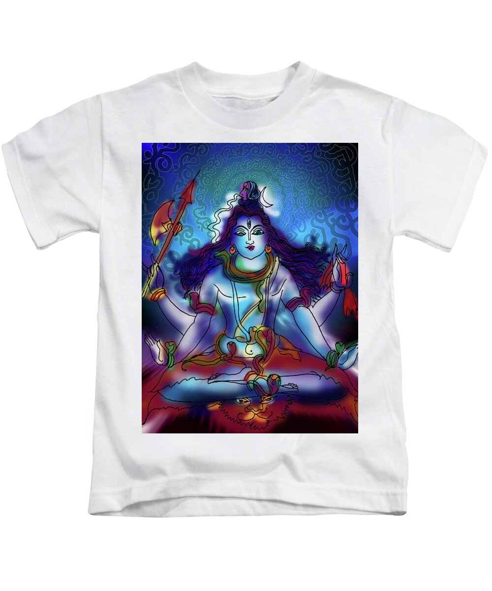 Shiva Kids T-Shirt featuring the painting Nirvikalp Samadhi Kapali Shiva by Guruji Aruneshvar Paris Art Curator Katrin Suter