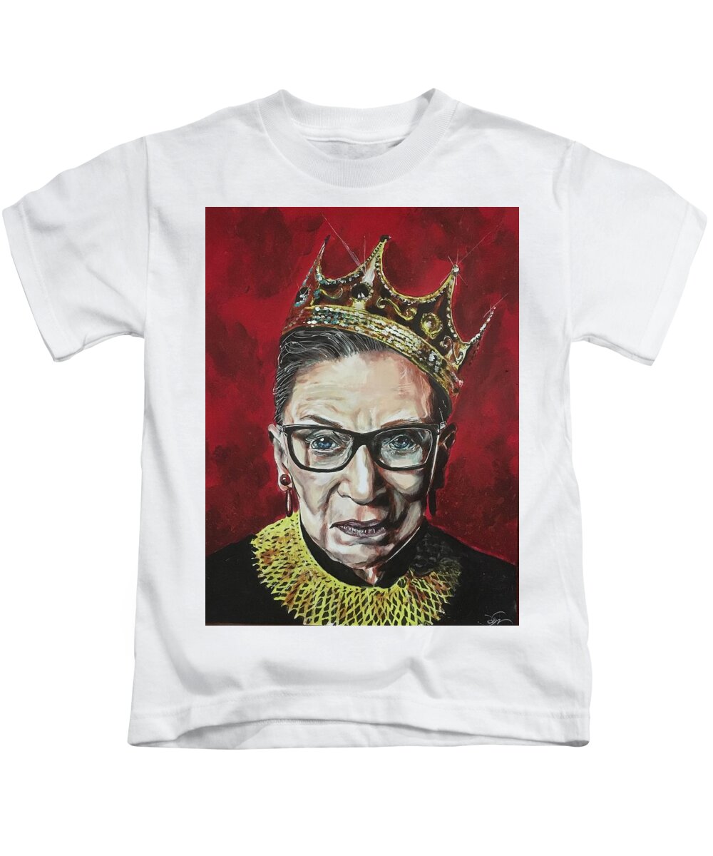 Ruth Bader Ginsburg Kids T-Shirt featuring the painting Notorious RBG by Joel Tesch