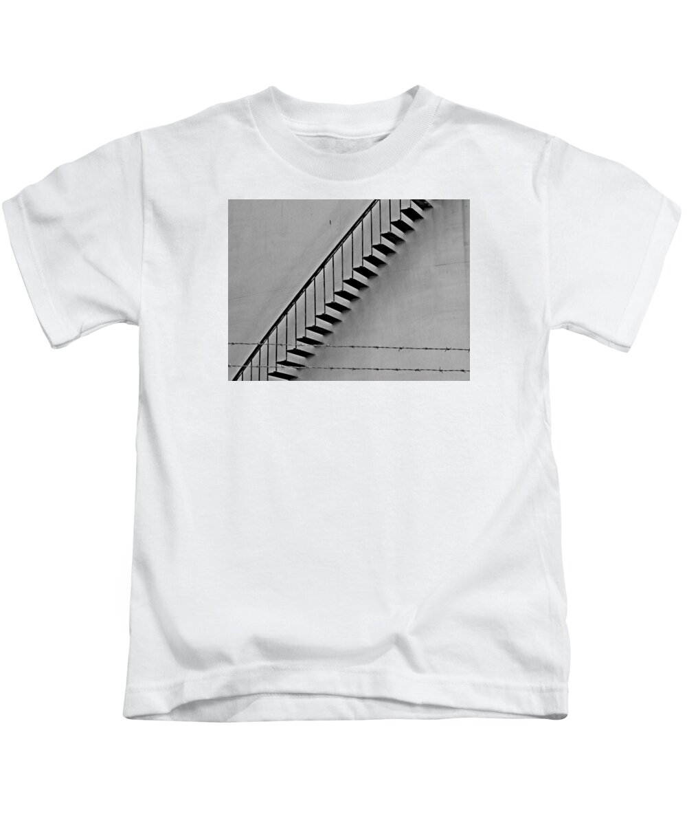 Black And White Kids T-Shirt featuring the photograph Nowhere to go but up by Jen Whalen