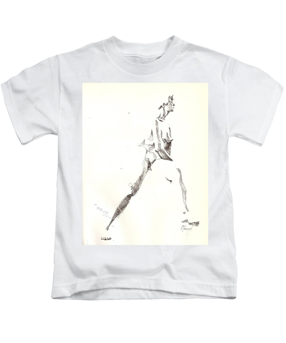 Nude Kids T-Shirt featuring the drawing Nude 6 by R Allen Swezey