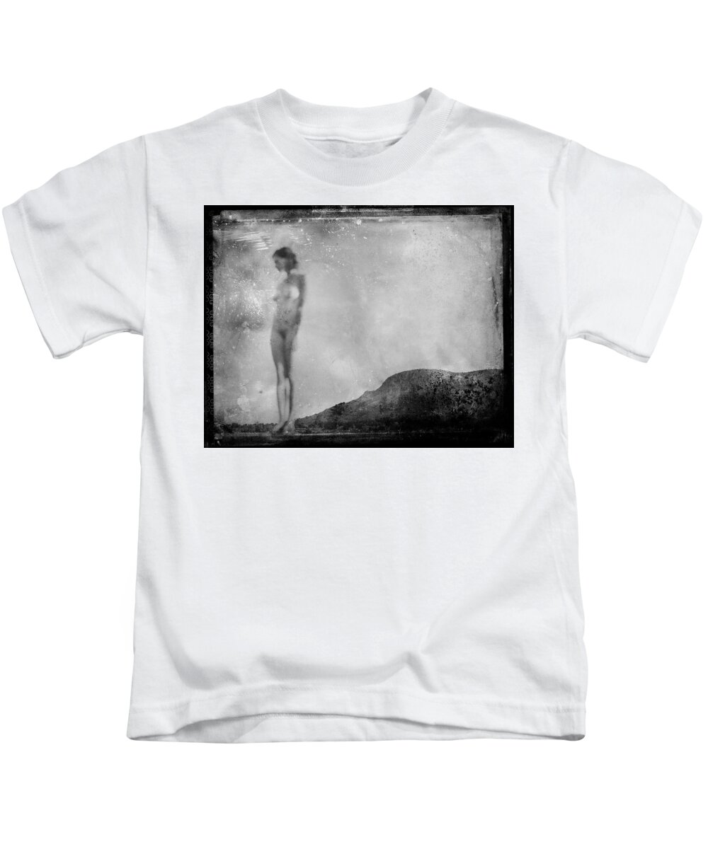 Female Kids T-Shirt featuring the photograph Nude on the Fence, Galisteo by Jennifer Wright