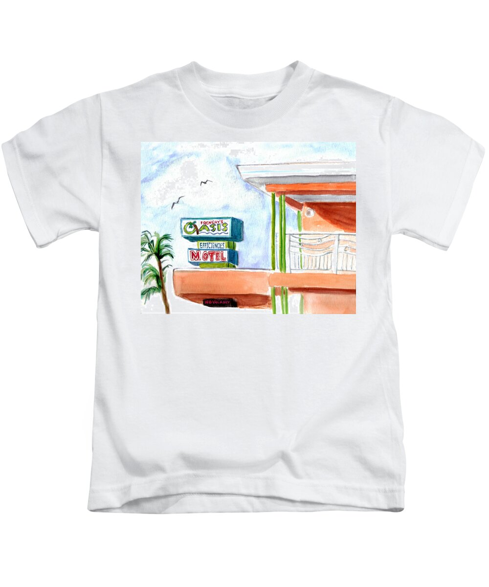 Frenchy's Oasis Kids T-Shirt featuring the painting Oasis by Clara Sue Beym