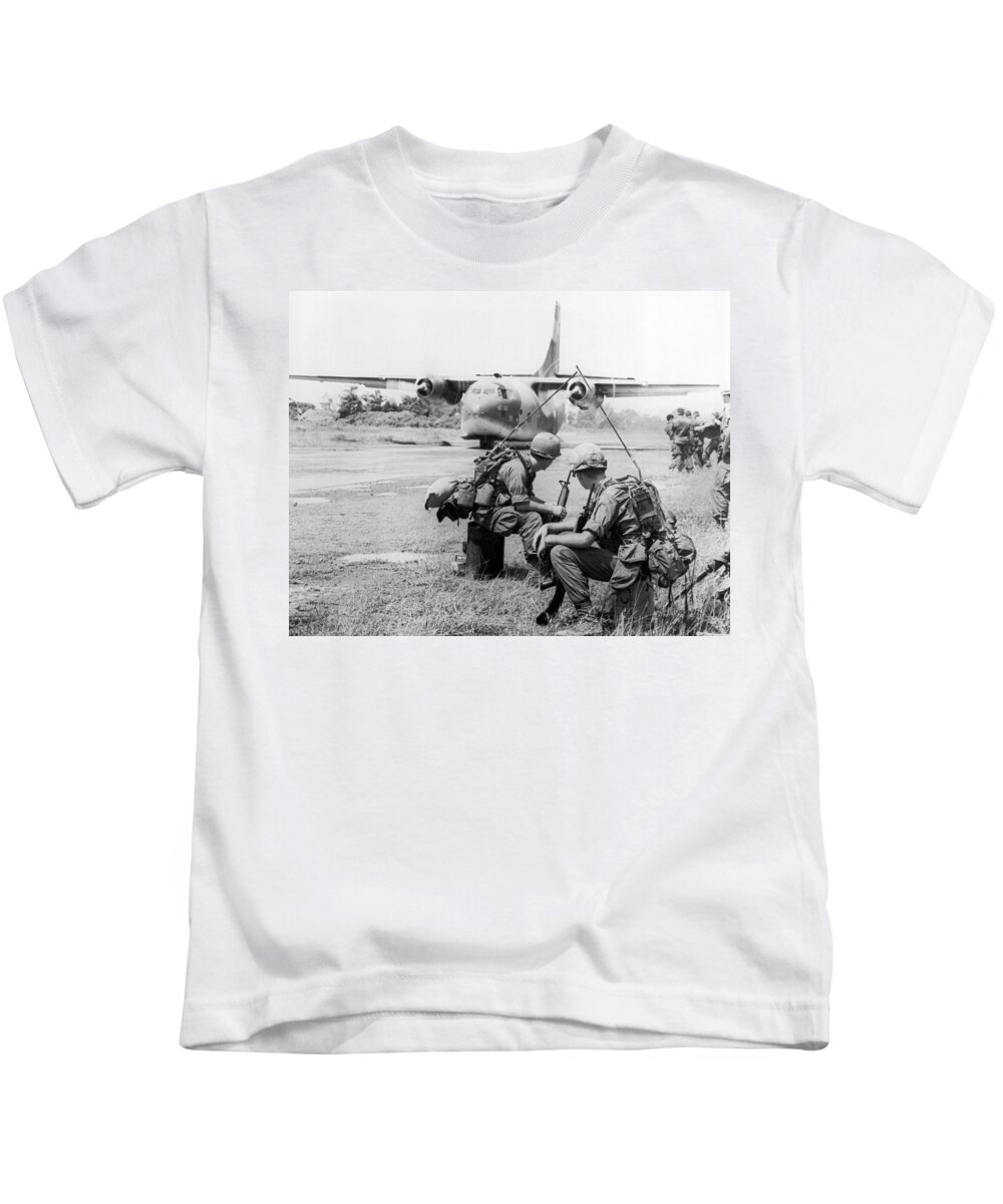 1960s Kids T-Shirt featuring the photograph Operation Attleboro Airlift by Underwood Archives