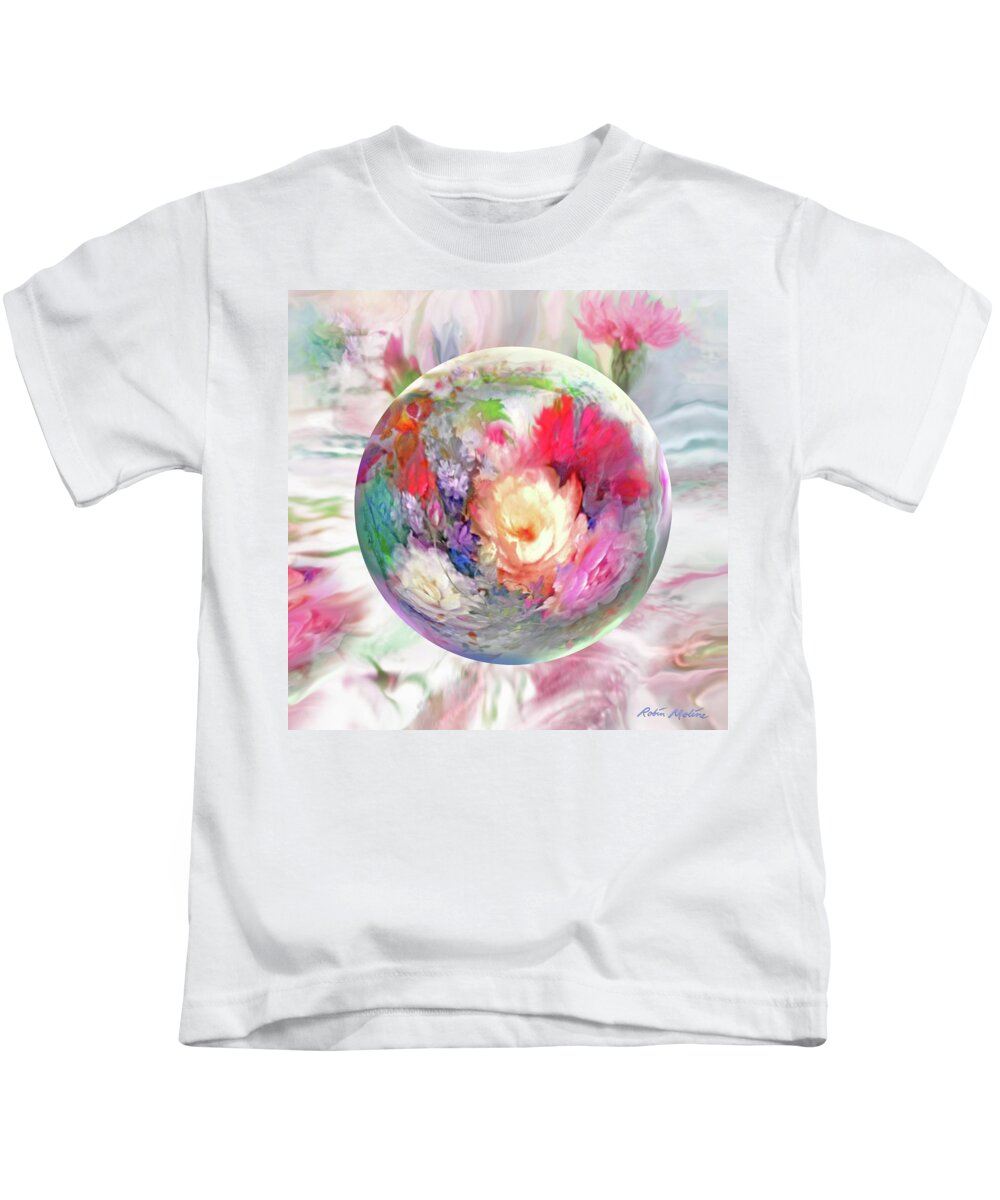 Spring Flowers Kids T-Shirt featuring the digital art Orbital Spring by Robin Moline