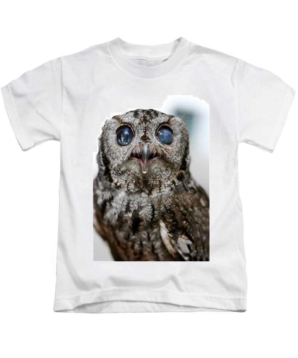 Owl Kids T-Shirt featuring the photograph Owl With Milky Way Eyes by Lissa Liggett