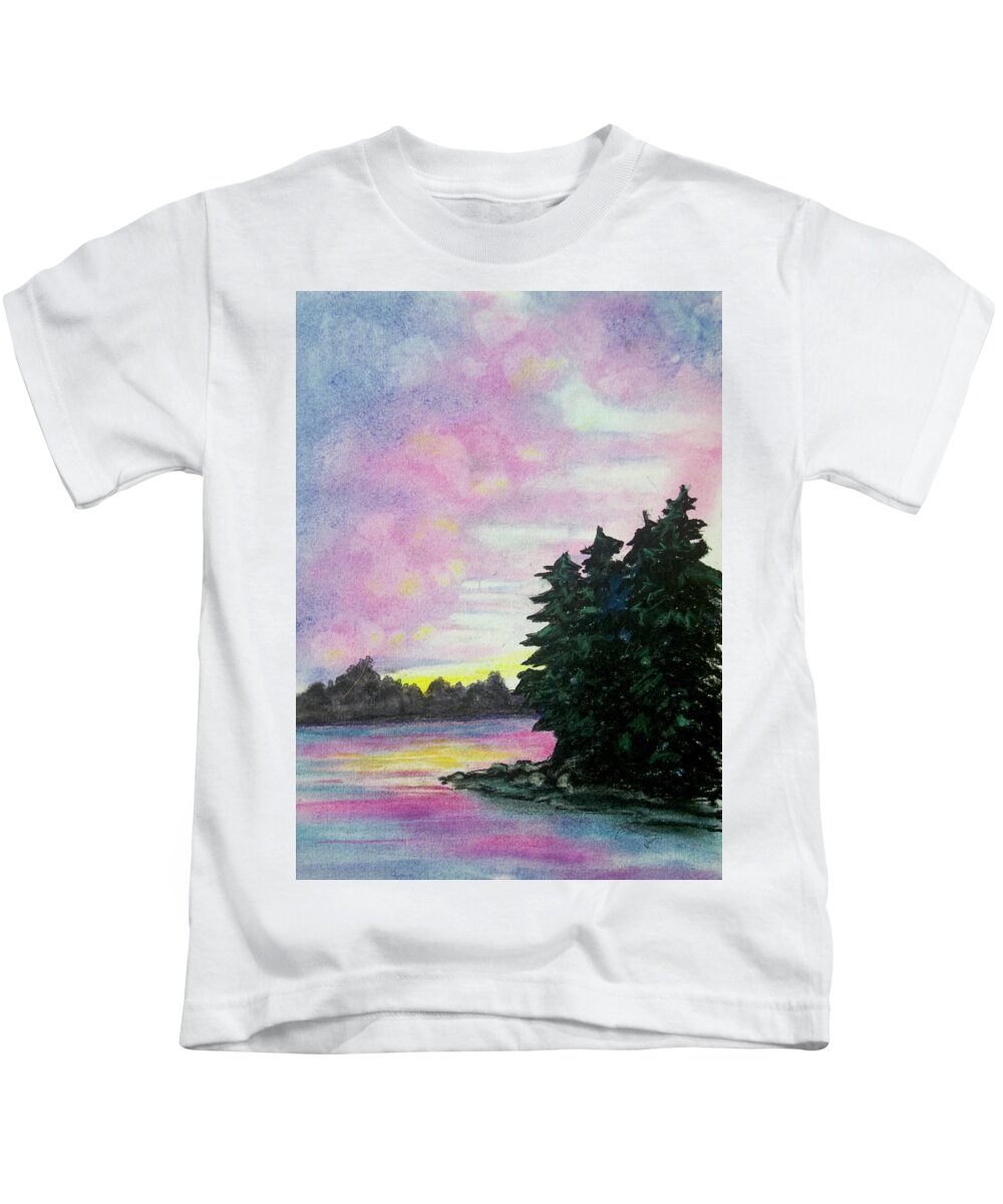 Sunset Kids T-Shirt featuring the pastel Ozark Sunset by Michele Fritz