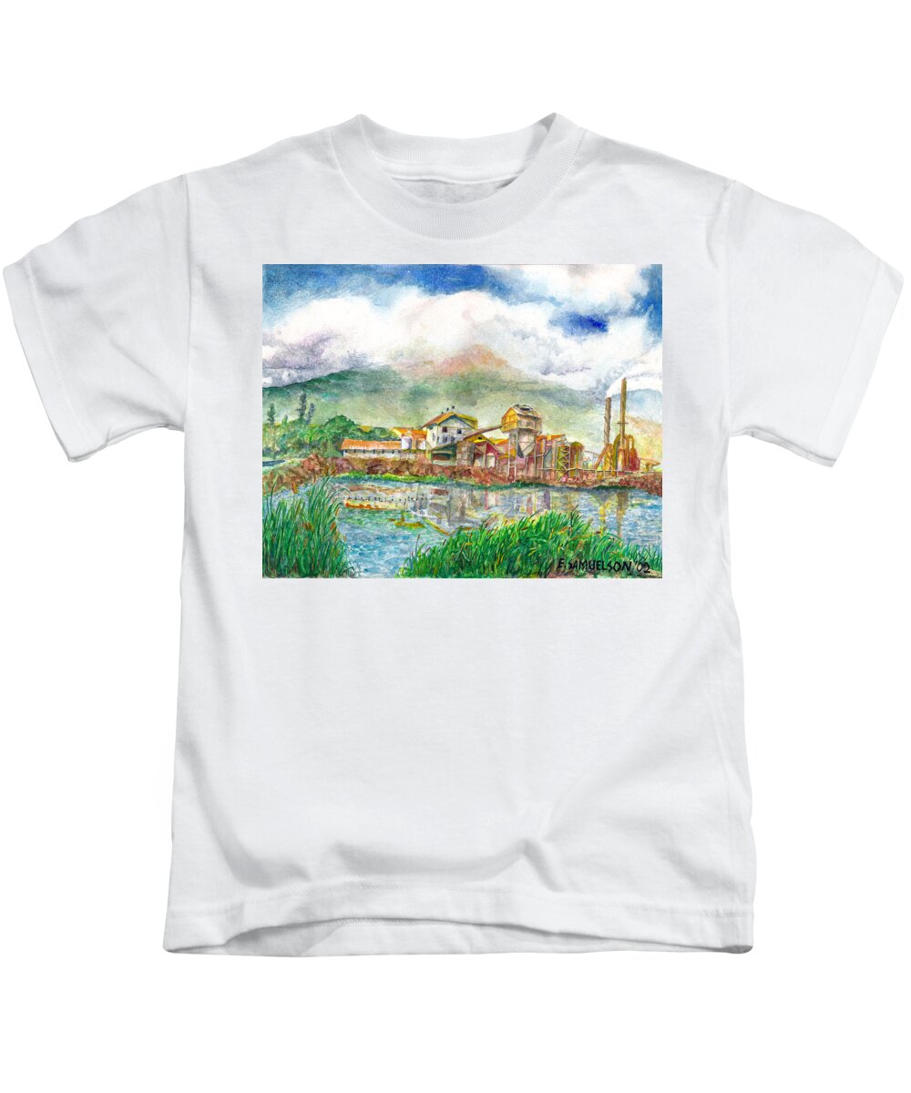 Paia Mill. Sugarmill Kids T-Shirt featuring the painting Paia Mill 1 by Eric Samuelson