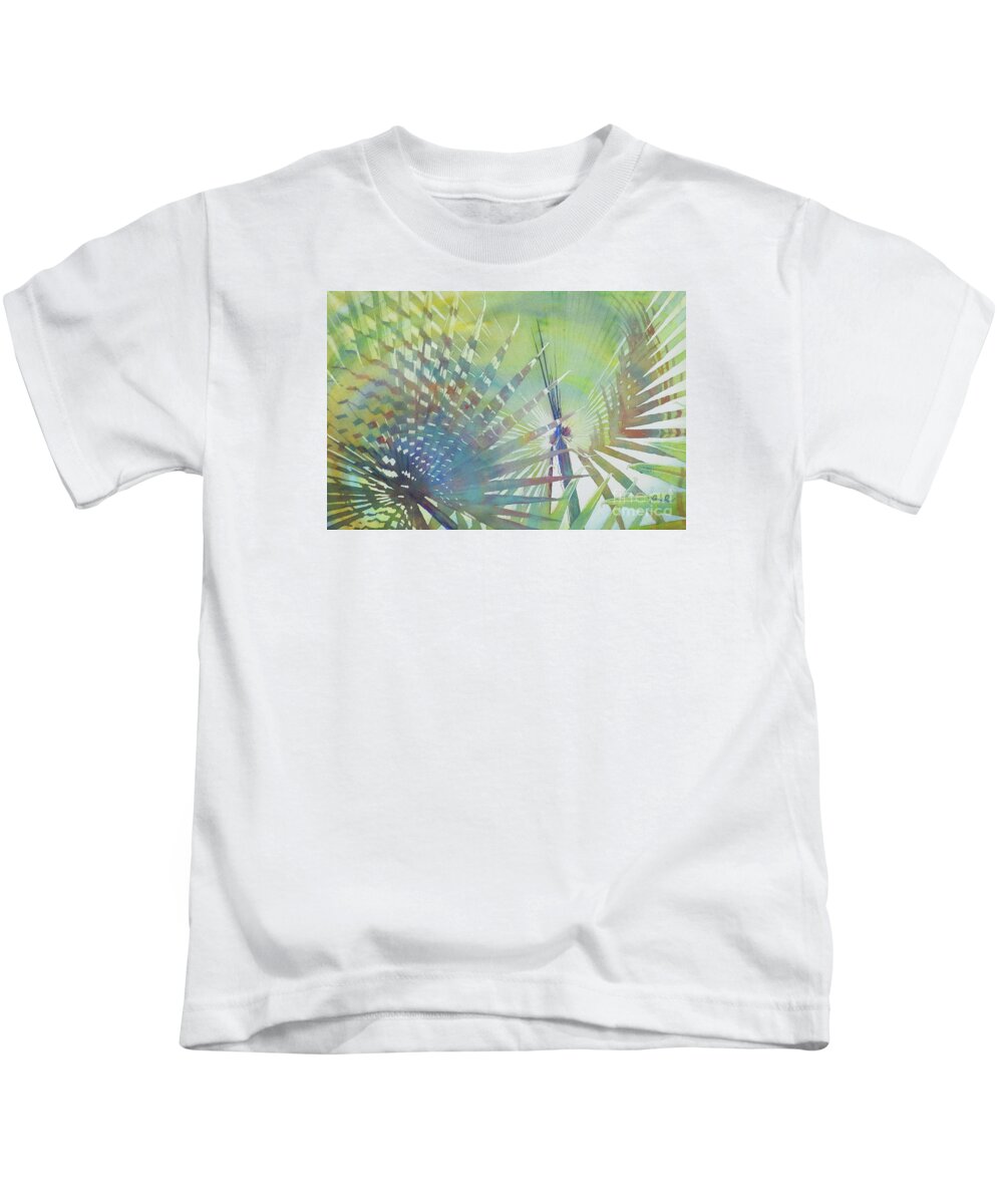 Nancy Charbeneau Kids T-Shirt featuring the painting Palm Patterns by Nancy Charbeneau